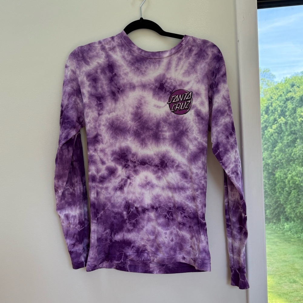 Santa Cruz Skateboards Women’s Purple Tie Dye Logo Long Sleeve Size Small - Picture 3 of 4